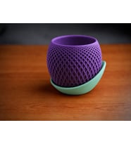 3D Baskı Küre Saksı - Kafes Dokulu İki Parçalı Dekoratif Saksı - Mor-Mint