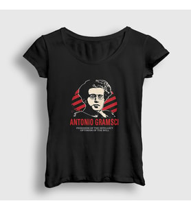 Presmono Kadın Siyah Pessimism Antonio Gramsci T-Shirt 492541tt