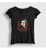 Presmono Kadın Siyah Pessimism Antonio Gramsci T-Shirt 492541tt