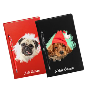 Kişiye Özel Köpek Tasarımlı İkili Defter Kalem Hediye Seti