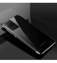Galaxy S20 Ultra Köşeleri Renkli Kamera Korumalı Şeffaf Kılıf (Gri)