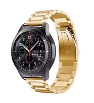 Huawei Watch GT Runner-Sport 46mm- GT2 E 22mm Uyumlu Ironweft Döküm Çelik Metal Kordon (Gold)