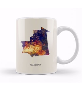 Mauritania Watercolor Map 02 Kupa Bardak Porselen