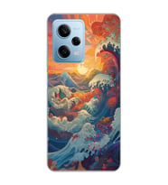 Redmi Note 12 Pro 5G Uyumlu Kanagawa Dalga ve Doğa Tasarımlı Şeffaf Telefon Kılıfı