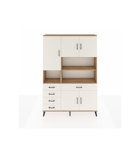 Arges Gardrop 9 Raflı 5 Çekmeceli 5 Kapaklı 132x30x195 Çam-Aytaşı