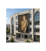 Atatürk Portre Türkiye Cumhuriyeti Kurucusu Mustafa K. Atatürk Poster Bayrak Raşel Kumaş 6x9 metre ATA3