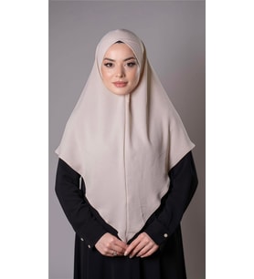Bej Pratik Hazır Geçmeli Tesettür Eşarp Aerobin Kumaş  Çapraz Hijab 2307_12