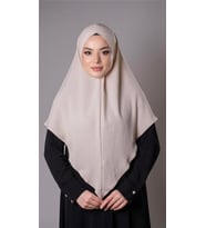 Bej Pratik Hazır Geçmeli Tesettür Eşarp Aerobin Kumaş  Çapraz Hijab 2307_12