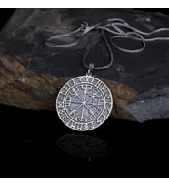 925 AYAR GÜMÜŞ VİKİNG PUSULASI YÖN MODEL KOLYE (Gri)