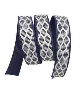 Angel Çanta Aksesuar 3 cm Polyester Kolon Lacivert Beyaz Simli 1 Metre