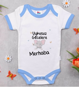 BK Kids Uykusuz Gecelere Merhaba Tasarımlı Mavi Bebek Body Zıbın-1