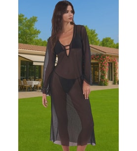 Yazlık Maxi Leopar Desenli Plaj Elbisesi Rahat Mesh Kumaş Trend Tasarım Trend Tasarım Özel Tasarım