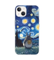 Iphone 14 Plus Uyumlu Komşum Totoro Tasarımlı Şeffaf Telefon Kılıfı