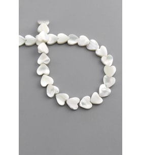 Sedef Doğal Taş Parlak Beyaz Kalp Kesim 10x3mm Dizi [AA]
