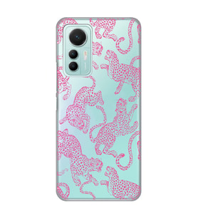 Xiaomi Mi 12 Lite Uyumlu Pembe Leopar Desenli Şeffaf Telefon Kılıfı