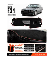 BMW E34 (1988-1996) Uyumlu Torpido Örtüsü Torpido Kılıfı - Siyah Kahverengi
