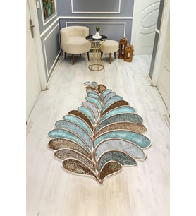 Modern Lazer Kesim Dijital Baskı Kaymaz Taban Halı H0413 (Çok Renkli)