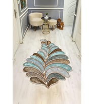 Modern Lazer Kesim Dijital Baskı Kaymaz Taban Halı H0413 (Çok Renkli)