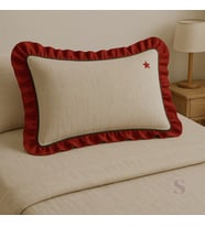 YILDIZ NAKIŞLI FIRFIRLI BULDAN KETENİ YASTIK KILIFI (50X70) 1 Adet (Çok Renkli)