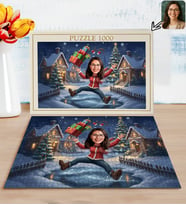 BK Gift Kişiye Özel Kadın Yılbaşı Karikatür Tasarımlı 1000 Parça Profesyonel Puzzle-5, 1000 Puzzle, Yeni Yıl Hediyesi, Yılbaşı Hediyesi