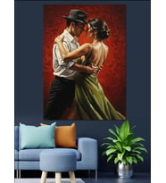 Romantik Dans Eden Çift Sanat Dekoratif Kanvas - Mdf Ahşap Tablo