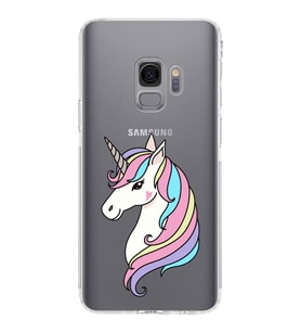 Samsung Galaxy S9 Uyumlu Kamera Korumalı Kapak Unicorn Tasarımlı  Şeffaf  Kılıf