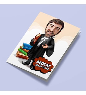 Kişiye Özel Yakışıklı Erkek Patron Karikatürlü Tebrik Kartı