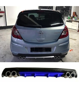 Opel Corsa D Mavi Difüzör Çiftli Yuvarlak Egzoz Görünümlü D Tip Difizör