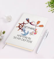 BK Gift Kişiye Özel İsimli Beyaz Seyir Defteri ve Kalem Seti-4