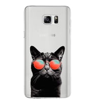 PrintiFy Samsung Galaxy Note 5 ile Uyumlu 1mm Slim Fit Kedi 3 050d Baskılı Şeffaf  Kılıf