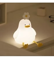 LED Gece Işıkları Sevimli  Silikon Lamba USB Şarj Edilebilir Zamanlama Başucu Dekor Çocuklar Bebek (Sarı-Ekru)