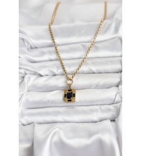 316L Çelik Zincir Gold Renk Vintage Model Kadın Kolye 5886 - HPSBYI7069-1021