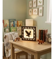 Dekoratif Kartal Figürlü Işıklı Ahşap Tablo – 14x14 cm LED Gece Lambası