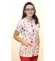 Uğur Böceği Desenli Doktor/ Hemşire Tek Üst