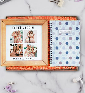 İyi Ki Varsın Ahşap Fotoğraflı Çerçeve ve Defter Hediye Seti