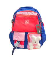 Okul Çantası Lacivert Pembe Peluş Maskotlu Çift Bölmeli