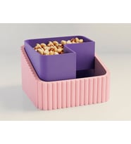 3D Baskı Fıstık Kasesi - Çift Hazneli Kabuk Ayırıcı Sunum Kasesi - Pembe Mor