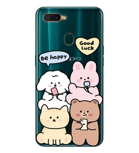Oppo A5S/AX7/A12 Uyumlu Sevimli Ayıcıklar Desenli Şeffaf Telefon Kılıfı