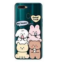 Oppo A5S/AX7/A12 Uyumlu Sevimli Ayıcıklar Desenli Şeffaf Telefon Kılıfı