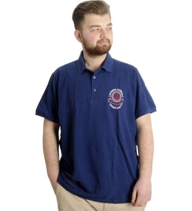 Mode XL Büyük Beden Erkek T-shirt Polo LOS ANGELES 22347 İndigo