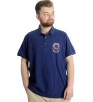 Mode XL Büyük Beden Erkek T-shirt Polo LOS ANGELES 22347 İndigo