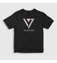 Presmono Unisex Çocuk Siyah Logo K Pop Seventeen T-Shirt 549522tt