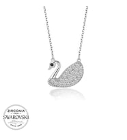 Swarovski Taşlı Gümüş Kuğu Bayan Kolye