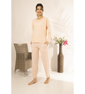 Estiva 23115 Kadın Desenli Uzun Kollu Yazlık Penye Pijama Takımı
