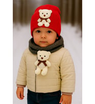 PELUŞ AYICIKLI ÇOCUK KIŞLIK BERE