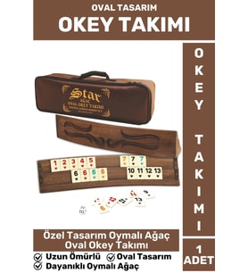 Özel Uzun Ömürlü Dayanıklı Aile Ev Arkadaş Kahve Cafe Oyun Takımı Oymalı Ağaç OVAL 101 Okey Takımı