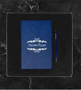 Kişiye Özel Lüks Kutulu Deri Defter & Kalem Hediye Seti LK127