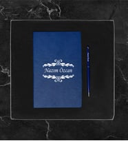 Kişiye Özel Lüks Kutulu Deri Defter & Kalem Hediye Seti LK127
