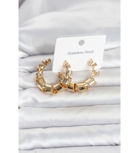 316L Çelik Gold Renk Spiral Halka Kadın Küpe 5886 - HPSBYI1356-4561