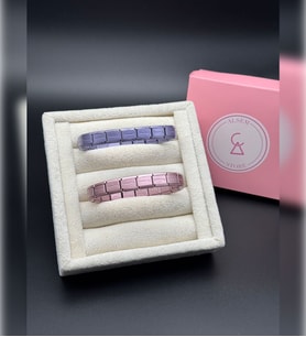 Soft Mor & Soft Pembe Charm Uyumlu Esnek Bileklik Seti , Esnek Charm Takılabilir Bileklik Seti , Sevgililer Günü Hediyesi (Mor-Pembe)